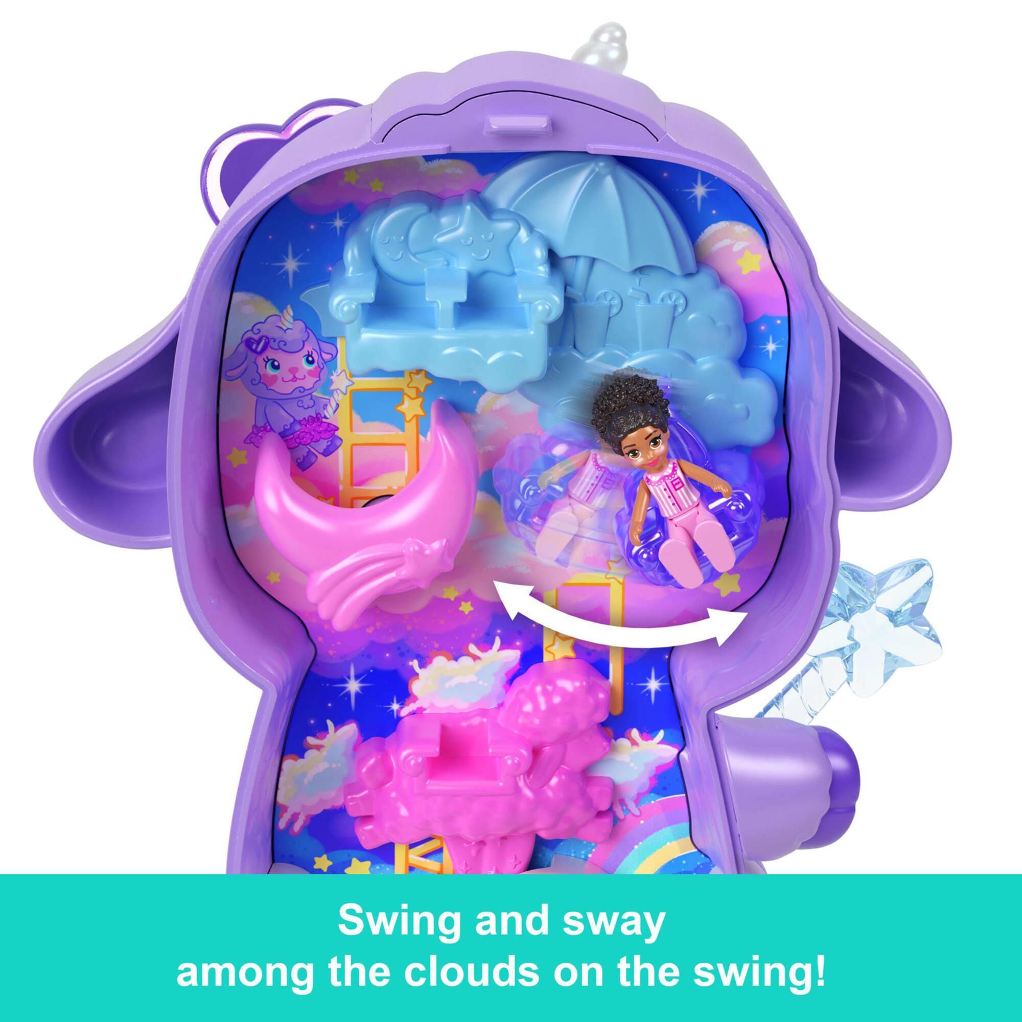 Polly Pocket Cozy Dreamland Lamb Compact Playset with Micro Doll