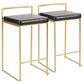 LumiSource Fuji 26" Stacker Counter Stool with Black Upholstery in Gold (Set of 2), , large