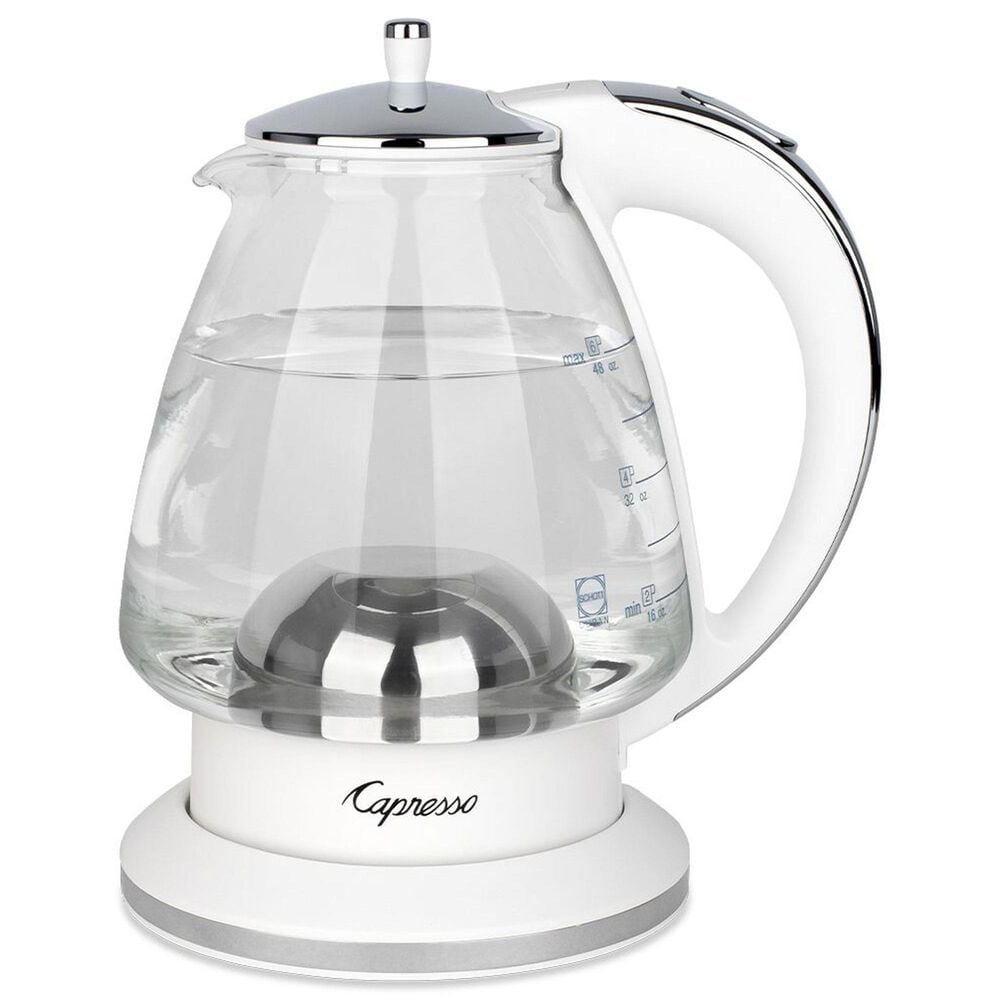 Jura H2O Glass 48 Oz Rapid Boil Kettle in White and Polished Chrome, , large