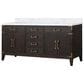Lexora Home Laurel 72" Double Bathroom Vanity in Brown Oak with White Carrara Marble Top and Rectangular Sinks, , large