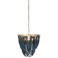 Creative Coop Laurel Draped Wood Bead Chandelier with Brushed Gold and Blue Shade, , large