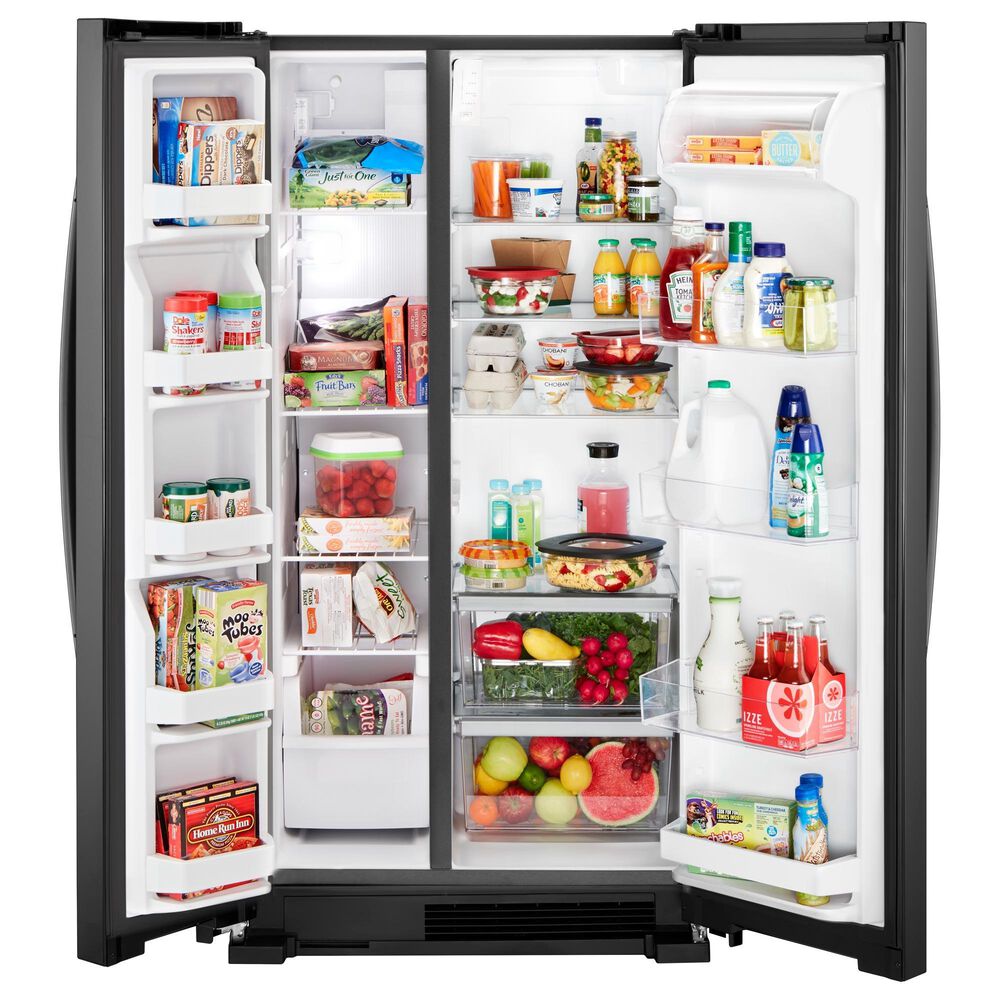 Whirlpool 22 Cu. Ft. Side-by-Side Refrigerator with Hidden Hinges in Black, , large
