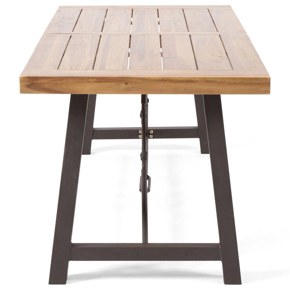 Hearth and Haven Outdoor Acacia Wood Metal Base Dining Table in Teak, , large