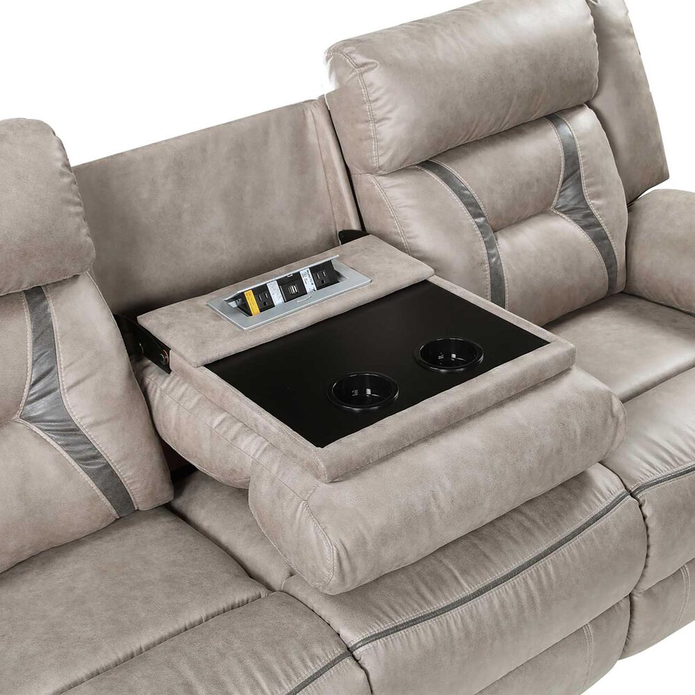 Steve Silver Tyson Manual Reclining Sofa with Dropdown Console in Grey, , large