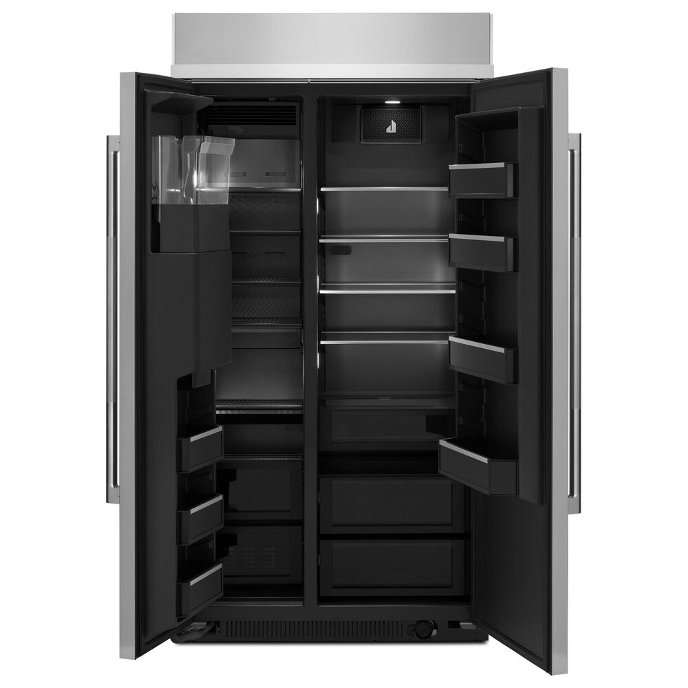 JennAir Rise 25.5 Cu. Ft. Built-In Side-By-Side Refrigerator with External Ice and Water Dispenser in Stainless Steel and Obsidian Black, , large