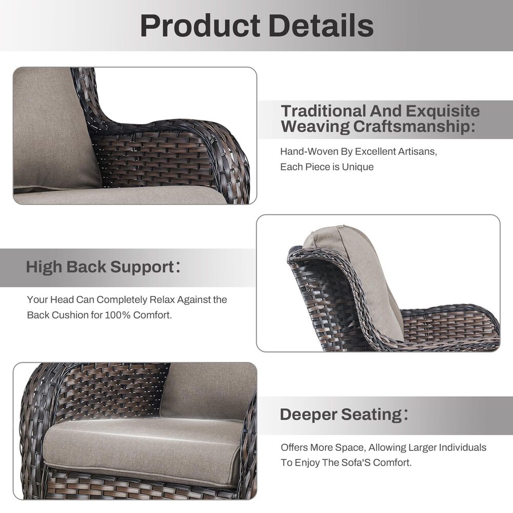 Sunwell Garden Patio Chair with Brown Frame in Gray (Set of 2), , large