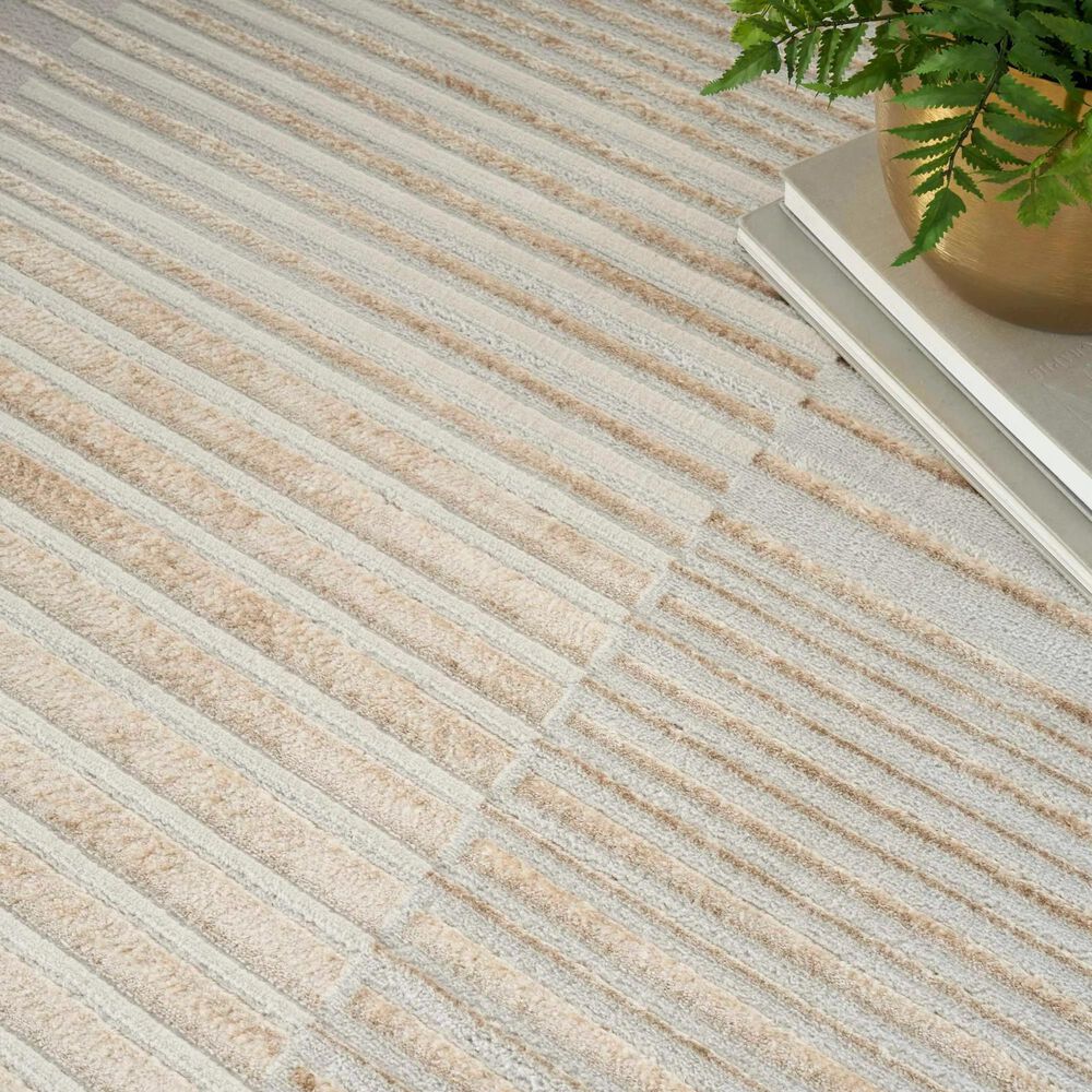 Nourison Brushstrokes 2&#39;2&quot; x 7&#39;6&quot; Beige and Silver Runner, , large