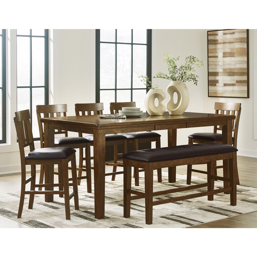 Ashley Ralene 25.38 Faux Leather Dining Bench in Medium Brown, , large