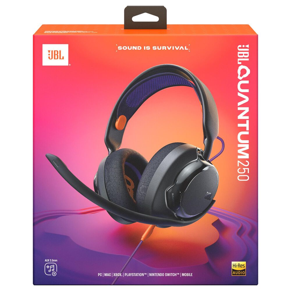 JBL Quantum 250 Wired Noise Canceling Over-Ear Gaming Headset in Black, , large
