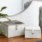 Maple and Jade 2-Piece Handmade Cowhide Decorative Box Set with Snap Front Closure in Gray, , large