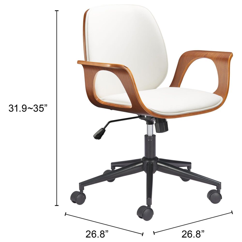 Zuo Modern Ali Office Chair in Black and Walnut, , large