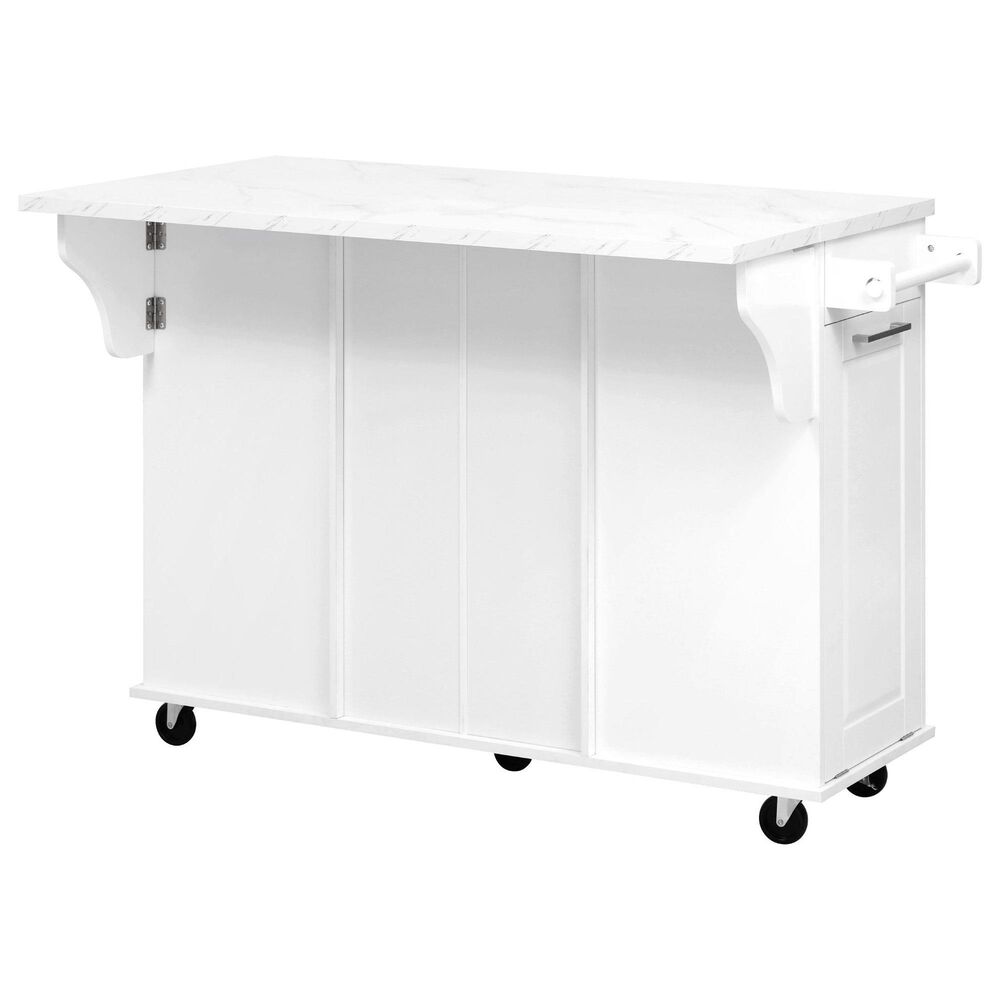 HOMLUX 51" Kitchen Island with Tilt Trash Can Cabinet in White, , large