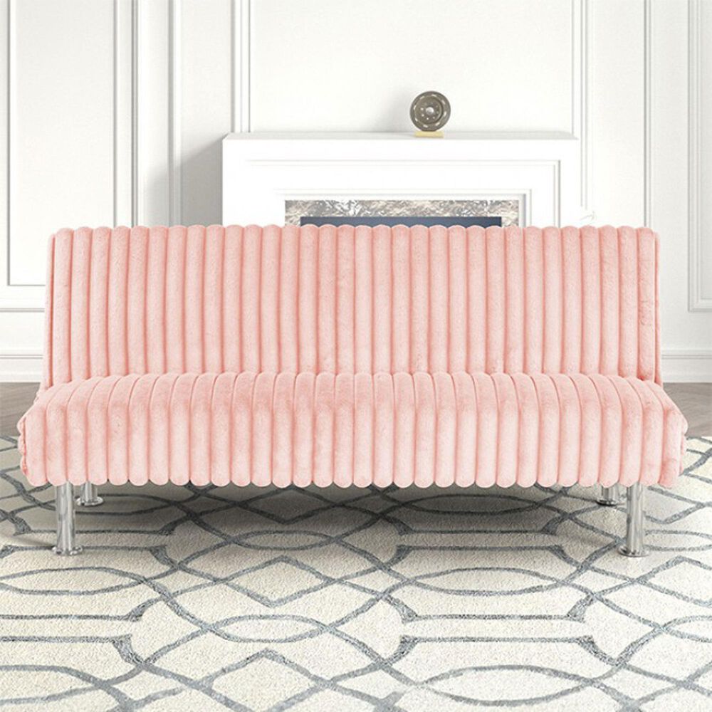 Furniture of America Hinwil Futon Sofa Bed in Pink, , large