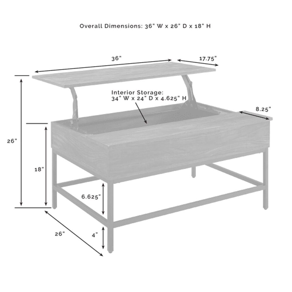 Crosley Furniture Jacobsen LiftTop Storage Coffee Table in Brown Ash
