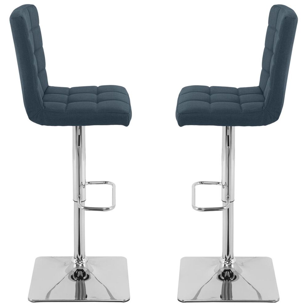 CorLiving Adjustable Square Base Barstool in Dark Blue &#40;Set of 2&#41;, , large
