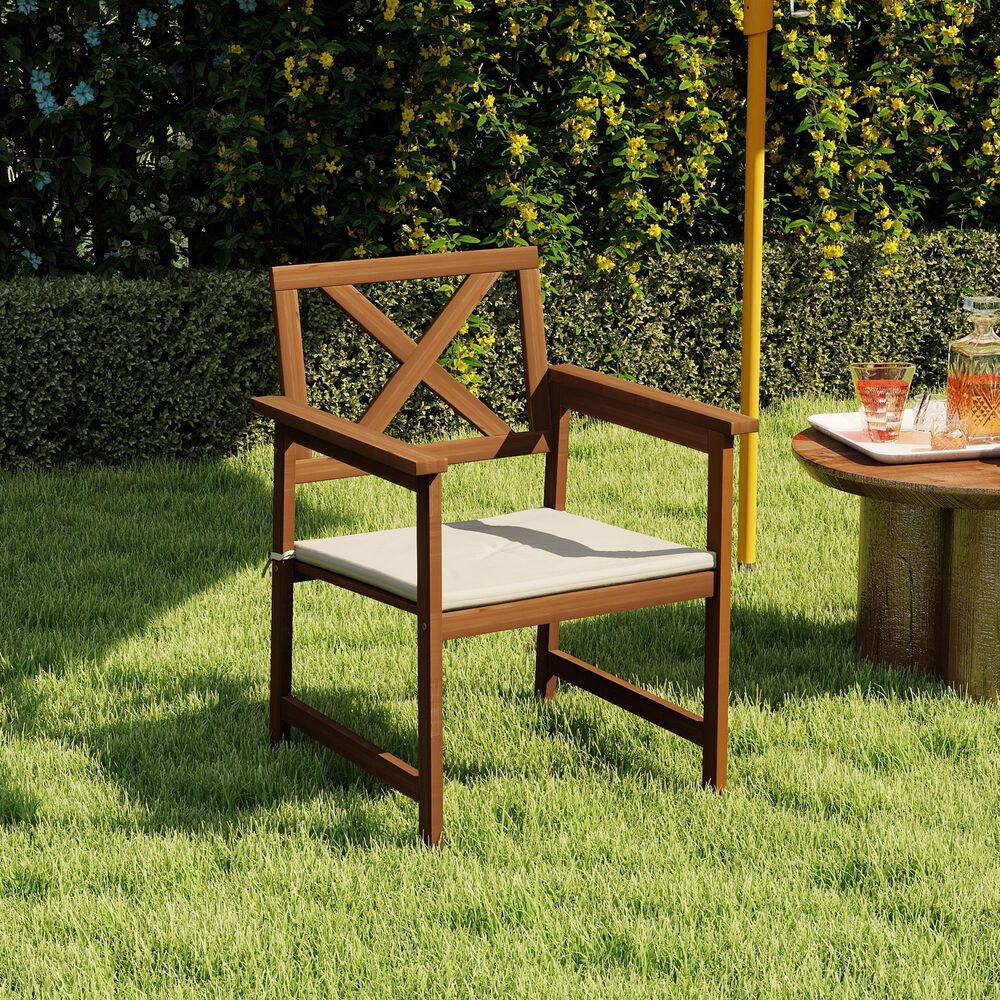 HOMLUX X-Back Patio Armchair with Cushion in Natural (Set of 2), , large