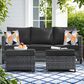 HOMLUX 3-Piece 77" Patio Sofa and Ottoman Set in Black, , large