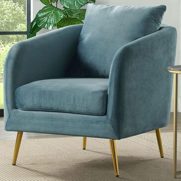 Mayberry Hill Joss Accent Chair with Gold Legs in Broadway Marine Blue Velvet, , large