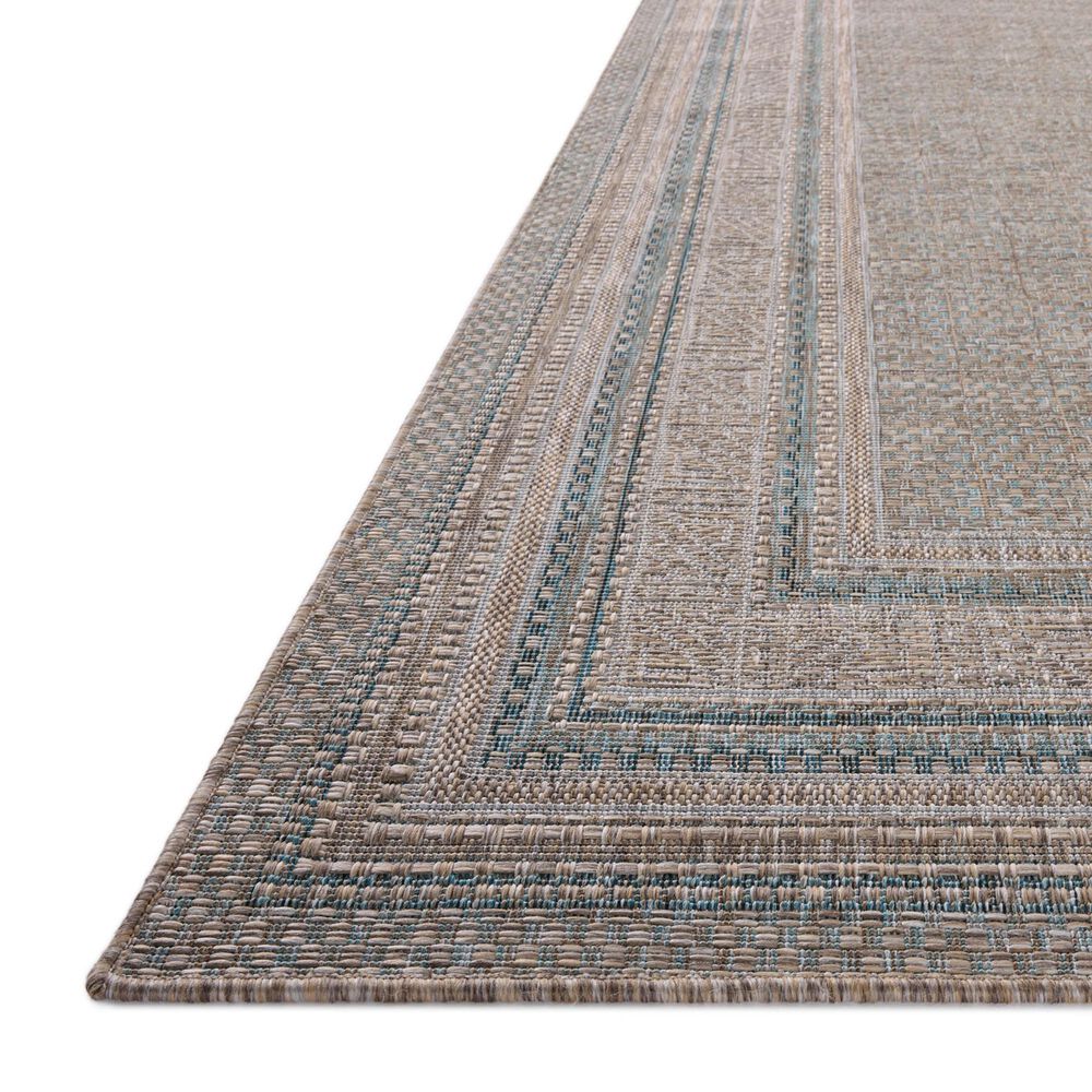 Amber Lewis x Loloi Topanga 6&#39;7&quot; x 9&#39;4&quot; Natural and Teal Indoor/Outdoor Area Rug, , large