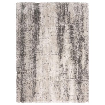 Nourison Dreamy Shag 4" x 6" Ivory and Charcoal Area Rug, , large