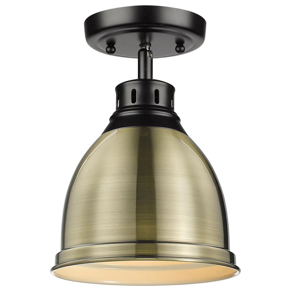 Golden Lighting Duncan Flush Mount in Matte Black and Aged Brass, , large