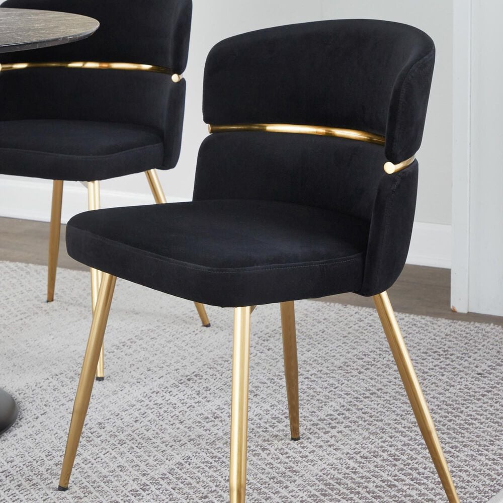 Lumisource Cinch Side Chair with Black Velvet Cushion in Gold &#40;Set of 2&#41;, , large