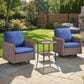 Sunwell Garden Patio Swivel Glider Chair with Brown Frame and Rolled Armrests in Navy (Set of 2), , large
