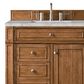 James Martin Vanities Bristol 36" Single Bathroom Vanity in Saddle Brown with 3 cm Victorian Silver Quartz Top and Rectangular Sink, , large