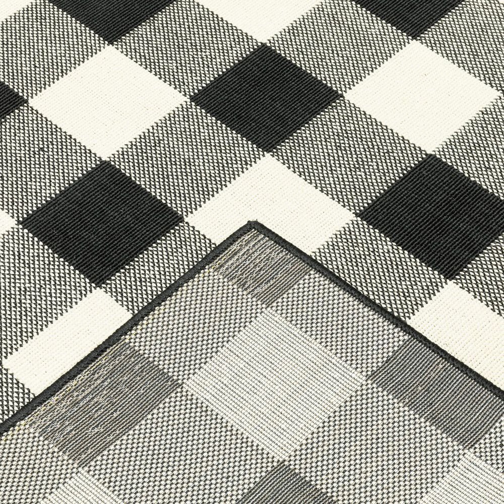 Oriental Weavers Marina Black and Ivory 7&#39;10&quot; x 10&#39;10&quot; Indoor/Outdoor Area Rug, , large