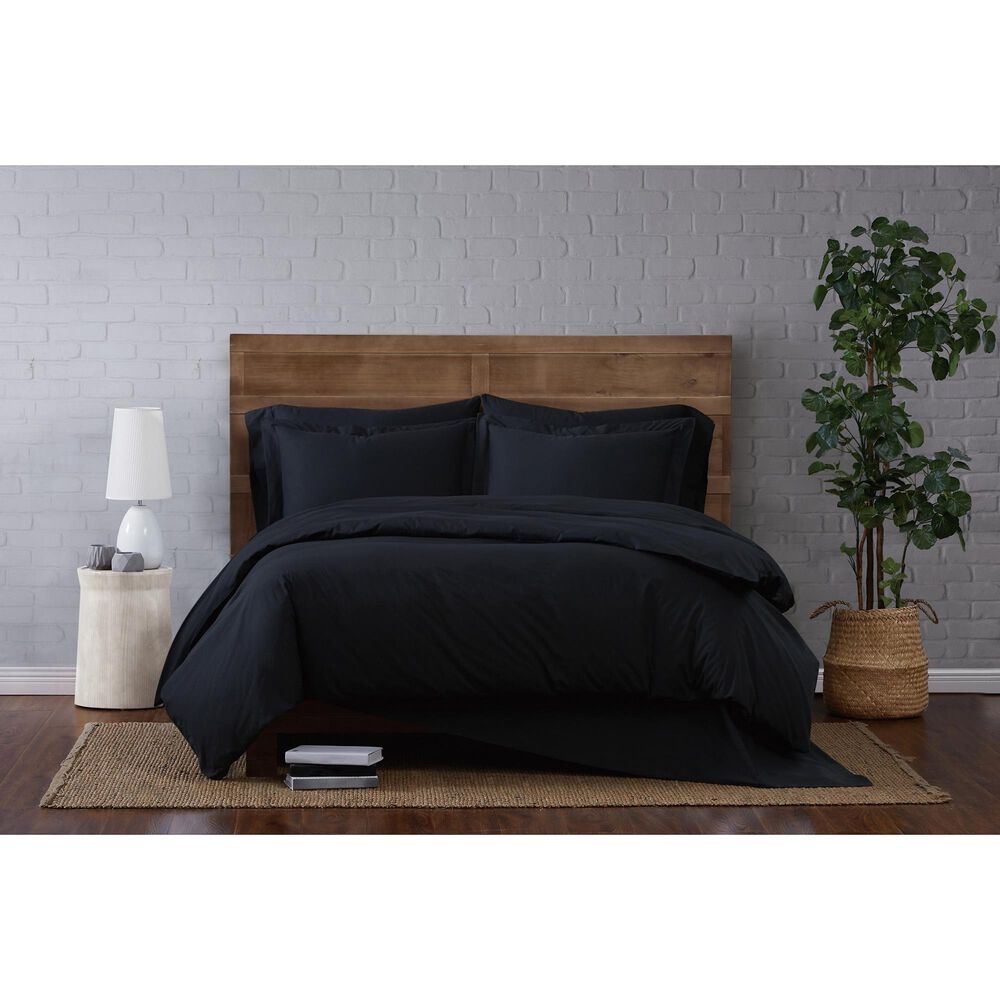Pem America Brooklyn Loom Classic 2-Piece Twin Duvet Set in Black, , large