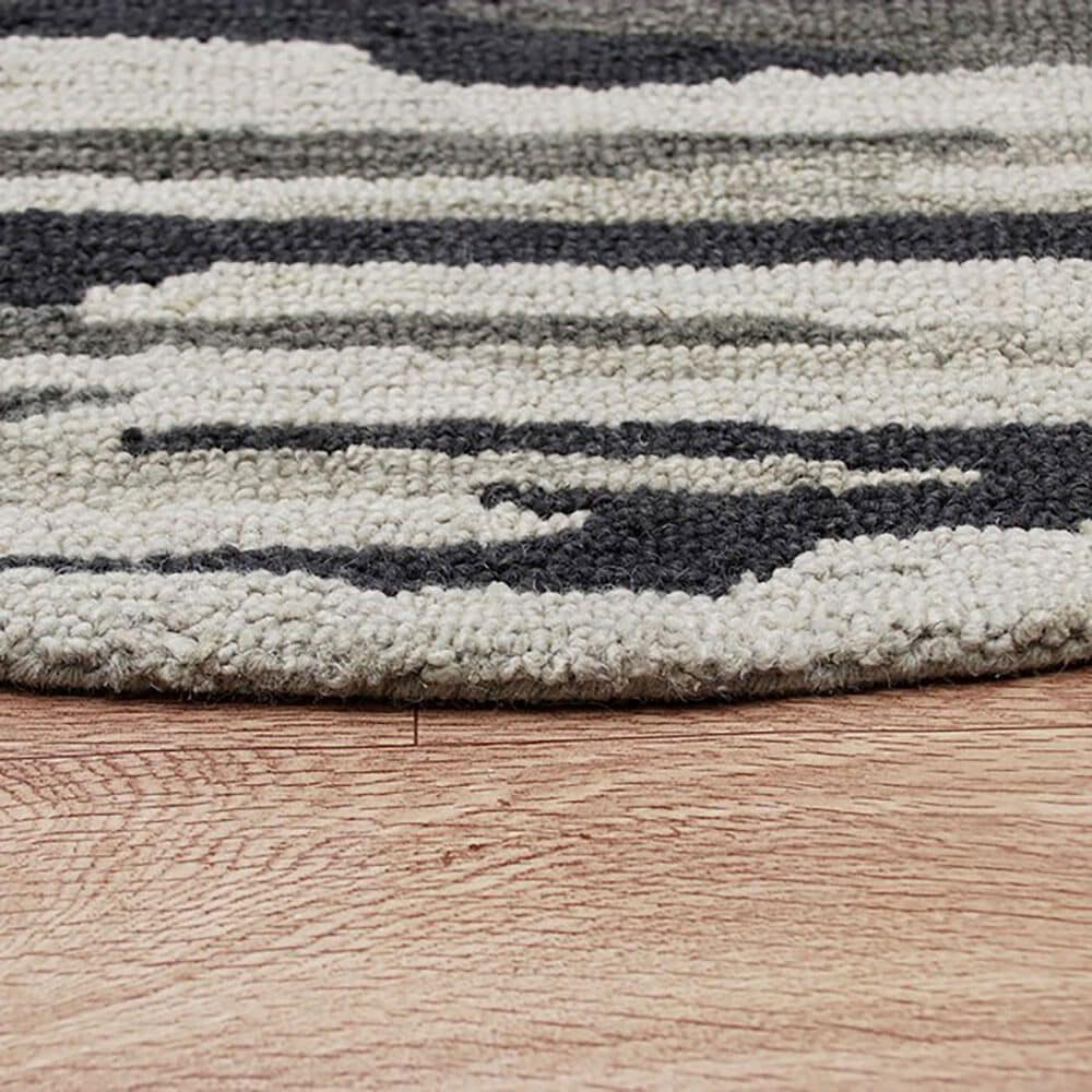 L&amp;R Resources Sinuous Distressed Cabin Camouflage 6&#39; Round Black and Gray Area Rug, , large