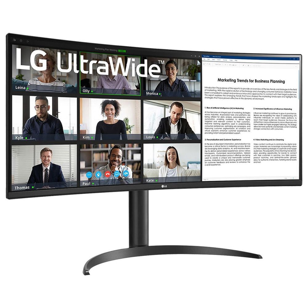 LG 34&quot; UltraWide QHD Curved Monitor with USB-C in Black, , large