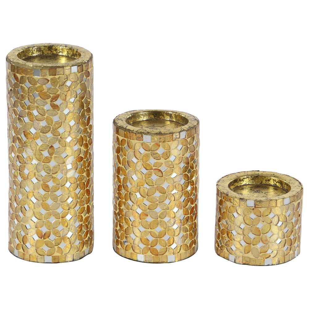 Maple and Jade Glam Metal Candle Holders in Gold (Set of 3), , large