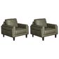 Chateau d"Ax Leather Accent Chair in Olive Green (Set of 2), , large