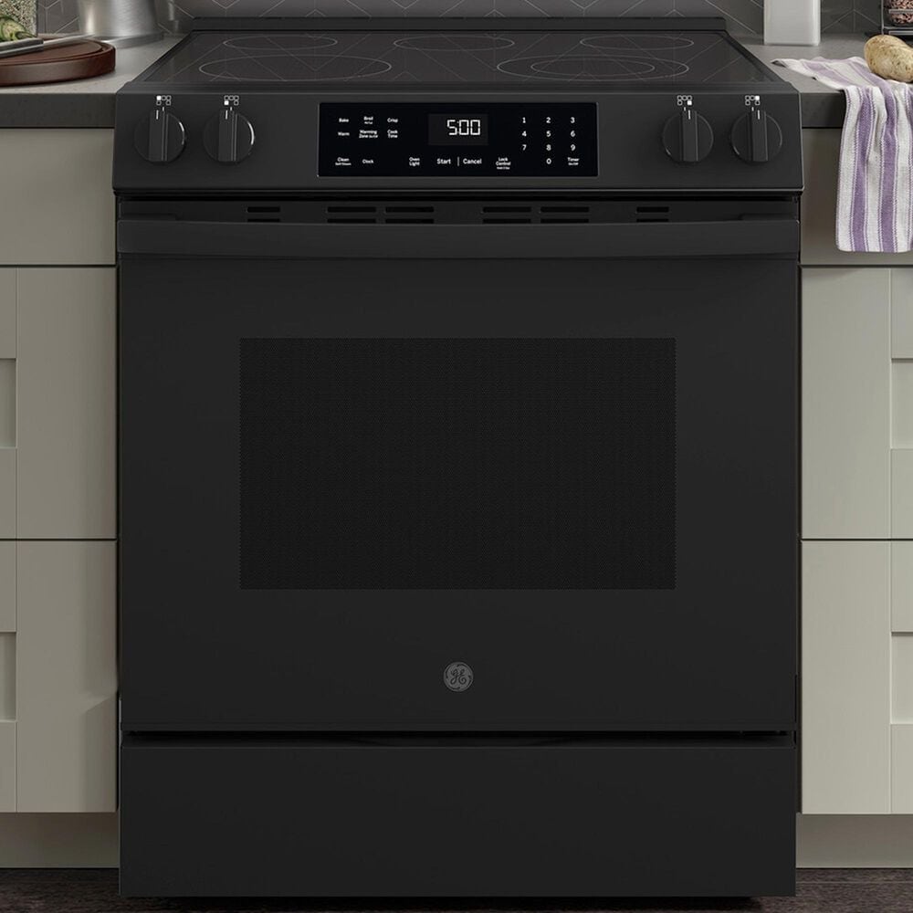 GE Appliances 30" Slide-In Electric Range with Crisp Mode in Black, , large
