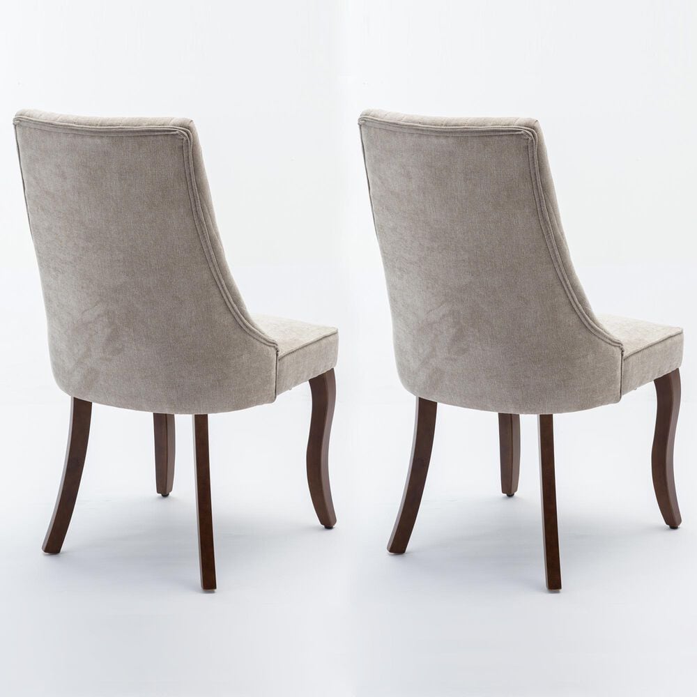 Hearth and Haven Rayon Side Chair with Beige Cushion in Light Brown (Set of 2), , large