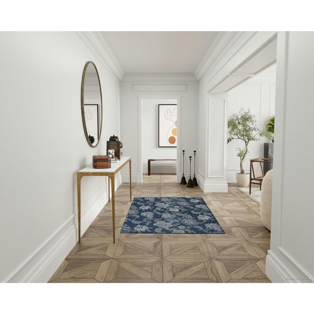 Nourison Garden Oasis GOA03 Navy 4&#39; x 6&#39; Indoor/Outdoor Area Rug, , large