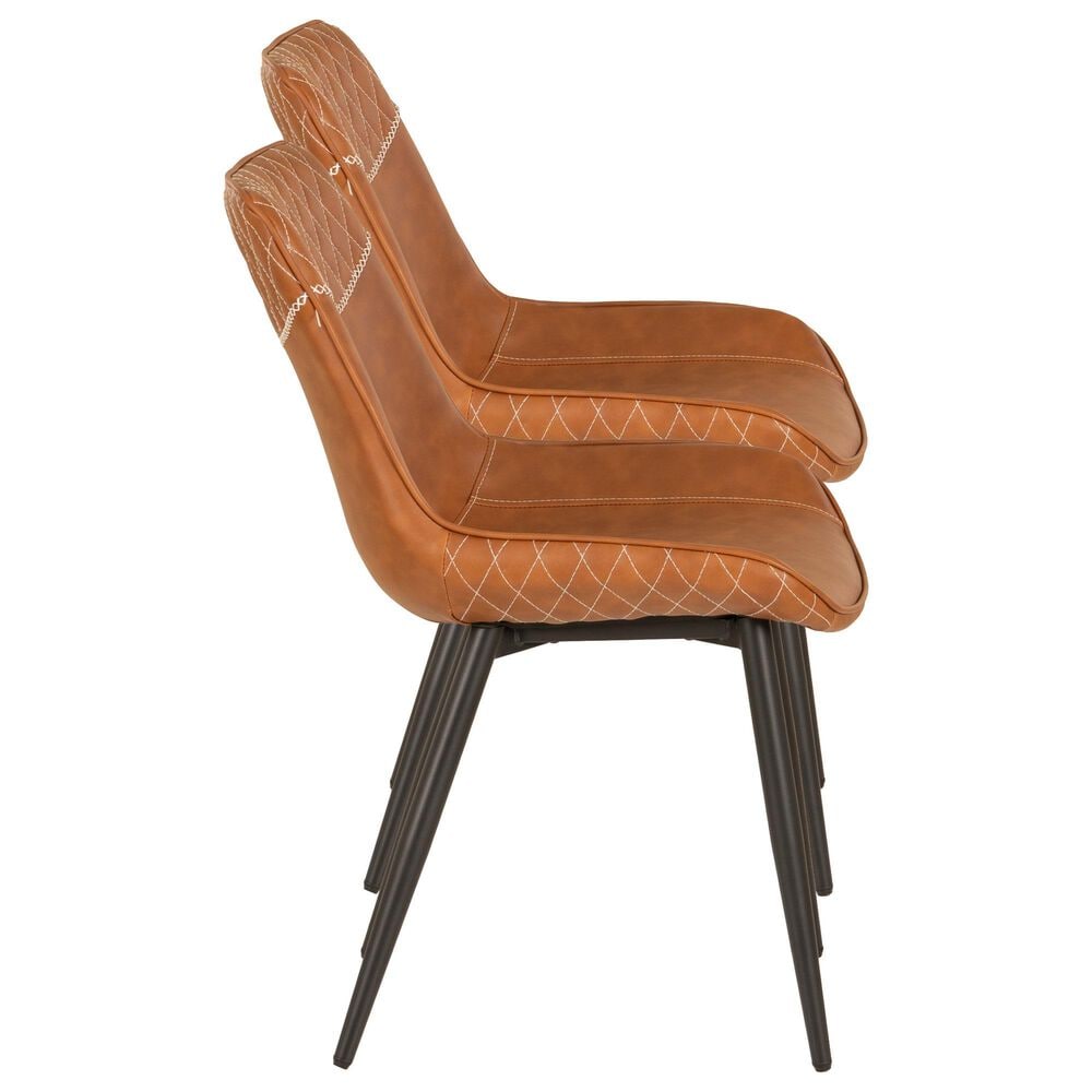 Linon Home Decor Edler Side Chair with Brown Upholstery in Black (Set of 2), , large