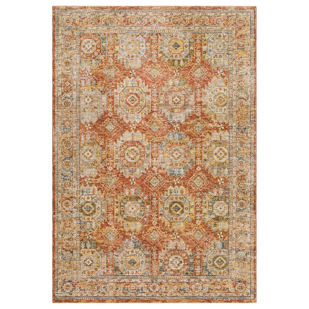 Surya Mona Lisa 6"7" Round Brick Red, Mustard, Tan, Sage, Dark Blue, Olive and Burgundy Area Rug, , large