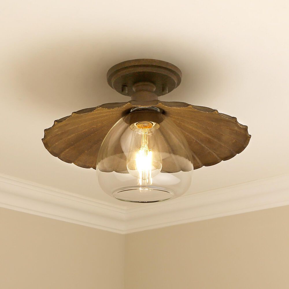 Golden Lighting Clemence 1-Light Flush Mount in Dark Rust, , large