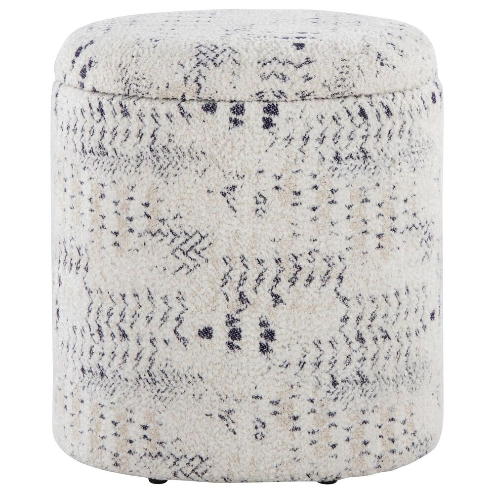 LumiSource Tahoe 18" Aztec Storage Ottoman in Ivory, , large