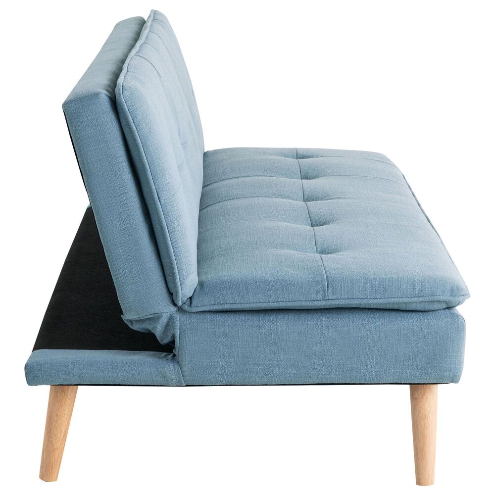 Lifestyle Solutions Tatum Convertible Sofa with Blue Cushion in Brown, , large