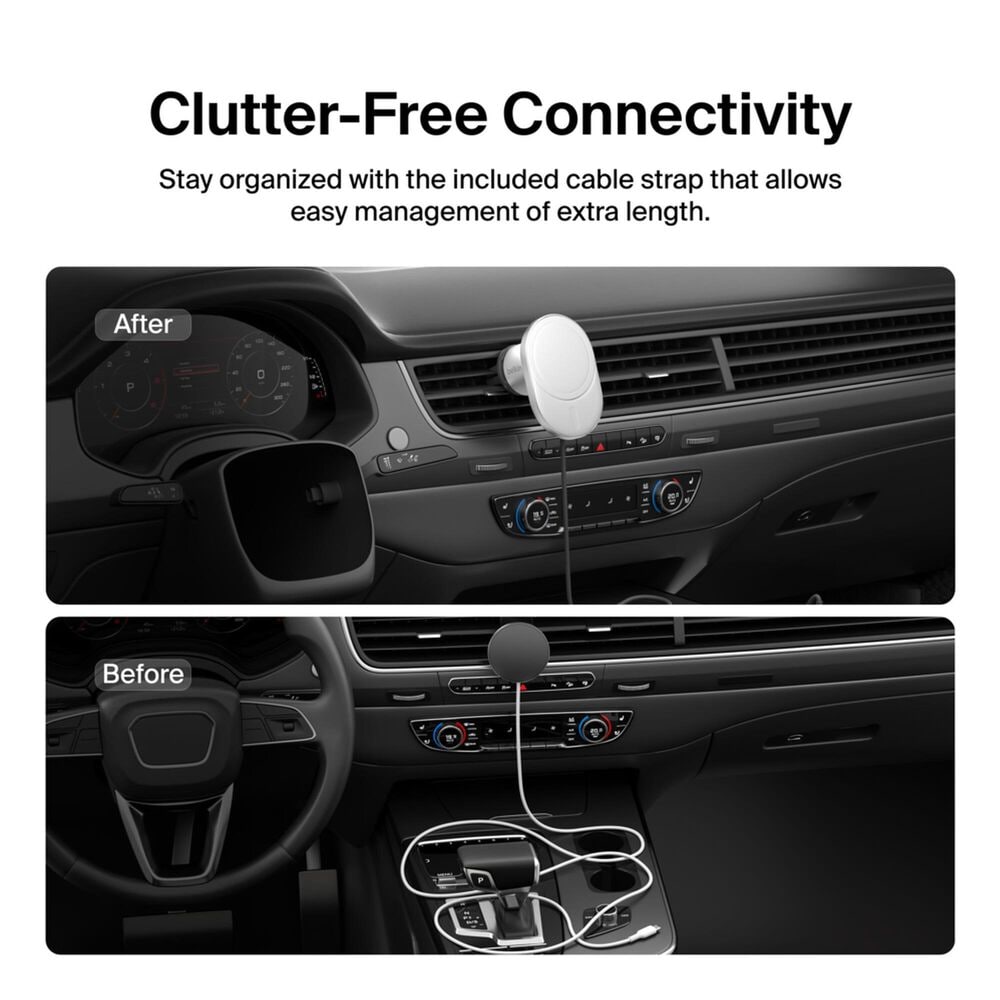 Belkin BoostCharge Pro 15W Magnetic Wireless Car Charger in Grey, , large
