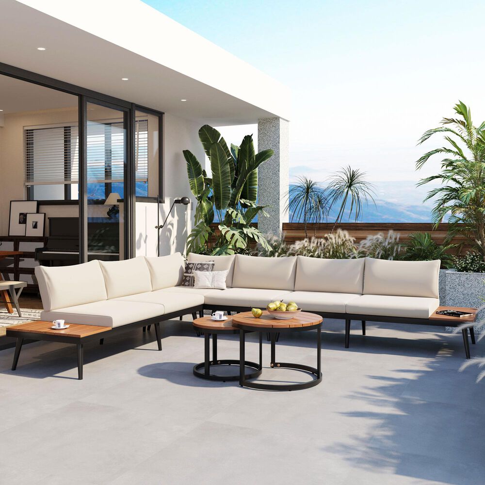HOMLUX 6-Piece Outdoor Sectional Set in Beige, , large