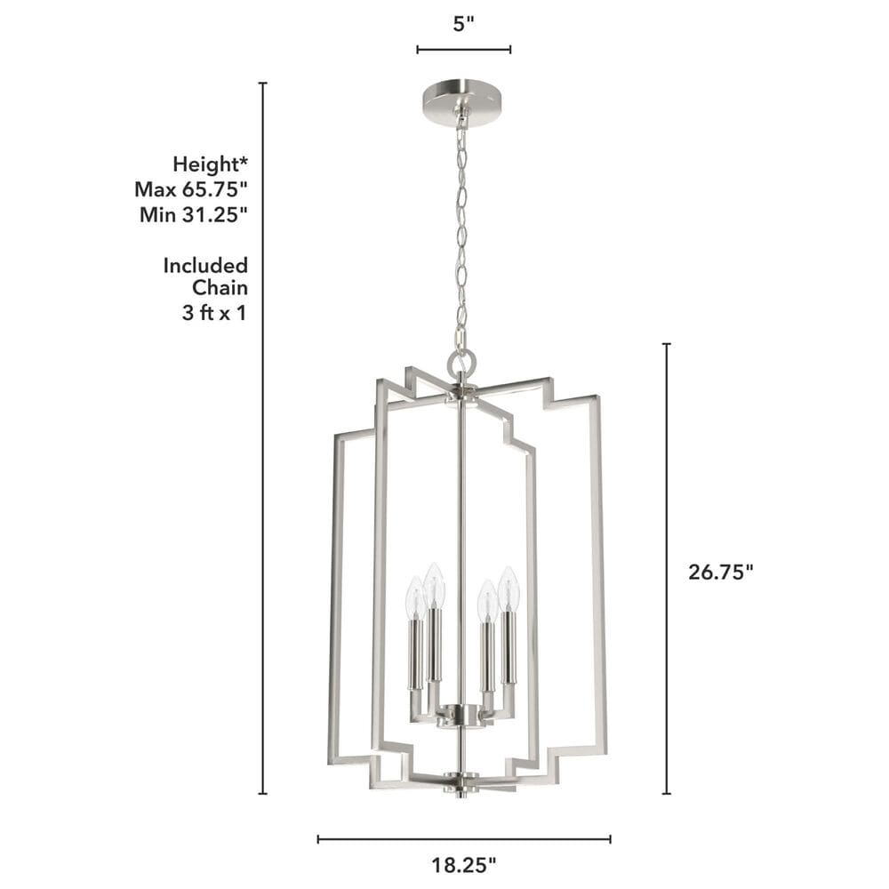 Hunter Zoanne 4-Light Pendant in Brushed Nickel, , large