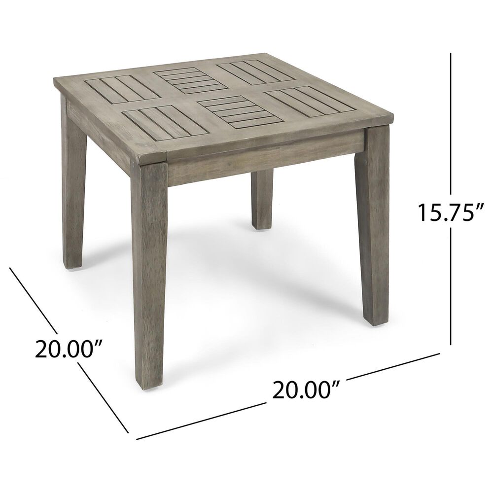 Hearth and Haven Hampton Outdoor Square Side Table with Slatted Top in Grey, , large