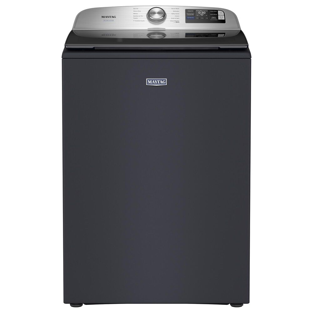 Maytag 5.3 Cu. Ft. Smart Pet Pro Top Load Impeller Washer and 7.4 Cu. Ft. Electric Smart Top Load Dryer Laundry Pair in Midnight Steel, , large