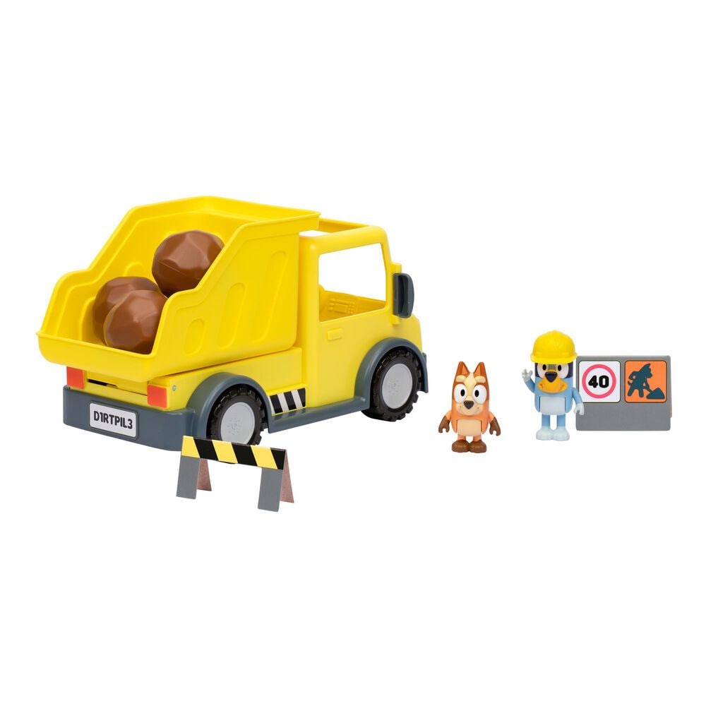 Bluey S12 Bluey Dump Truck Vehicle with Figures in Yellow, , large