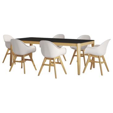 Midtown Concepts Concarneau 7-Piece Dining Set with Arm Chair in Black, Brown and White, , large
