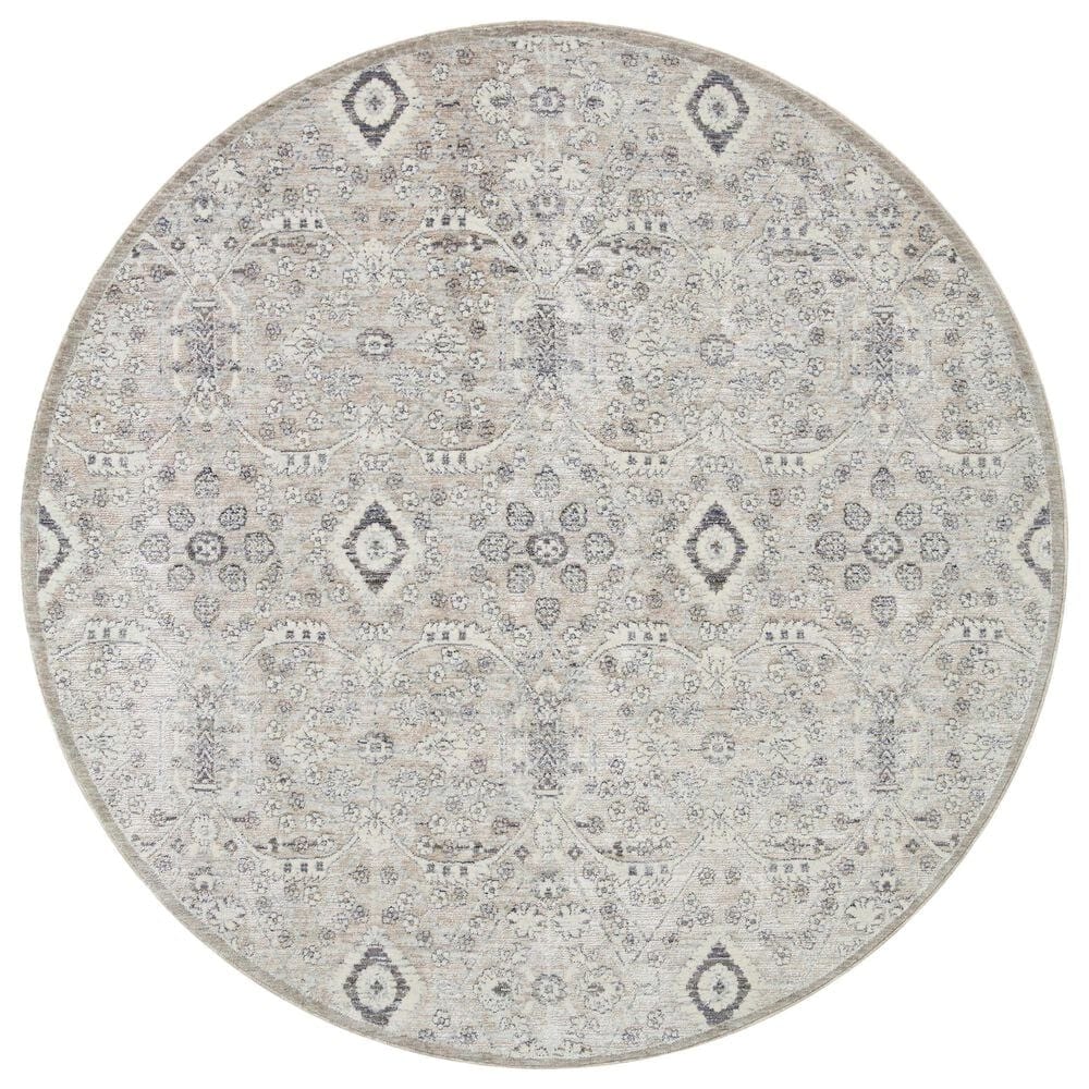Amber Lewis x Loloi Zuma 3" Round Silver and Sky Area Rug, , large